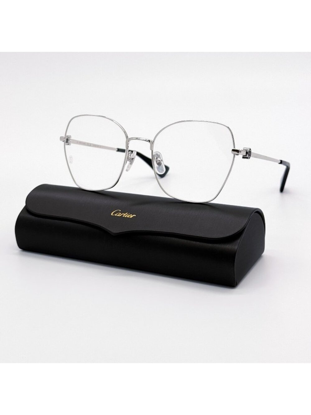 New Cartier CT0413O 002 Silver Women Eyeglasses Authentic